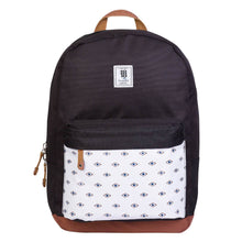 Load image into Gallery viewer, Mochila Daypack Negra Rombos bolsillo frontal