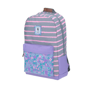 mochila daypack flores gris-azul